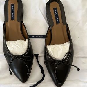 Margaux Black Leather Flat Mules 🌺NEW🌺